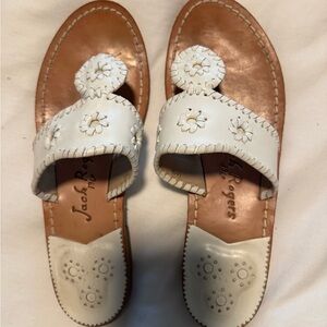 Jack Rogers Women's White and Tan Sandals size 8